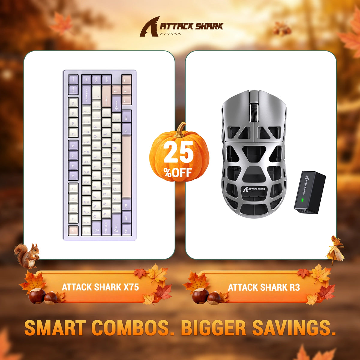ATTACK SHARK X75 Full Aluminum Keyboard + R3 Magnesium Alloy Gaming Mouse Bundle