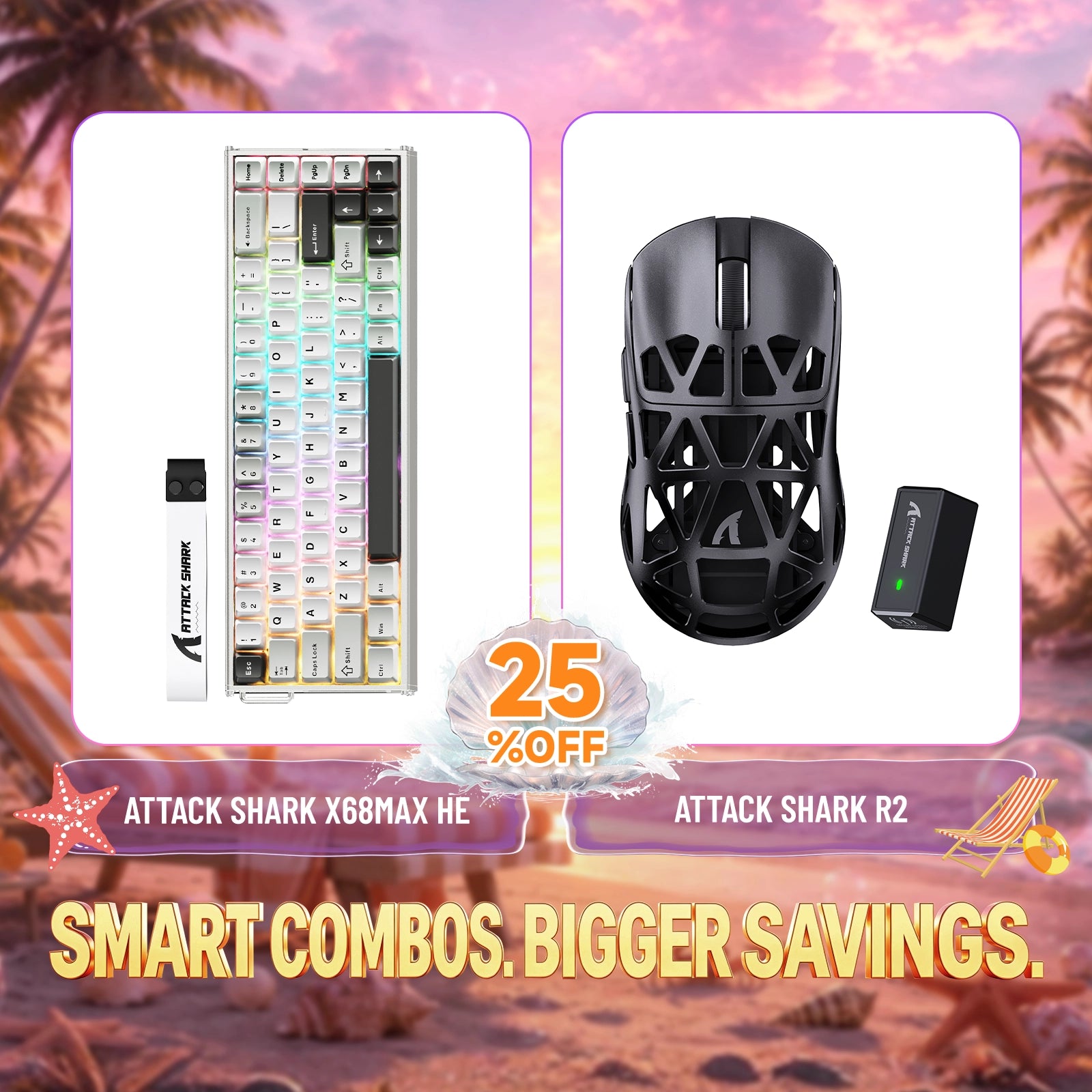 ATTACK SHARK X68MAX HE Rapid Trigger Aluminum Keyboard + R2 Magnesium Alloy Wireless Gaming Mouse Bundle