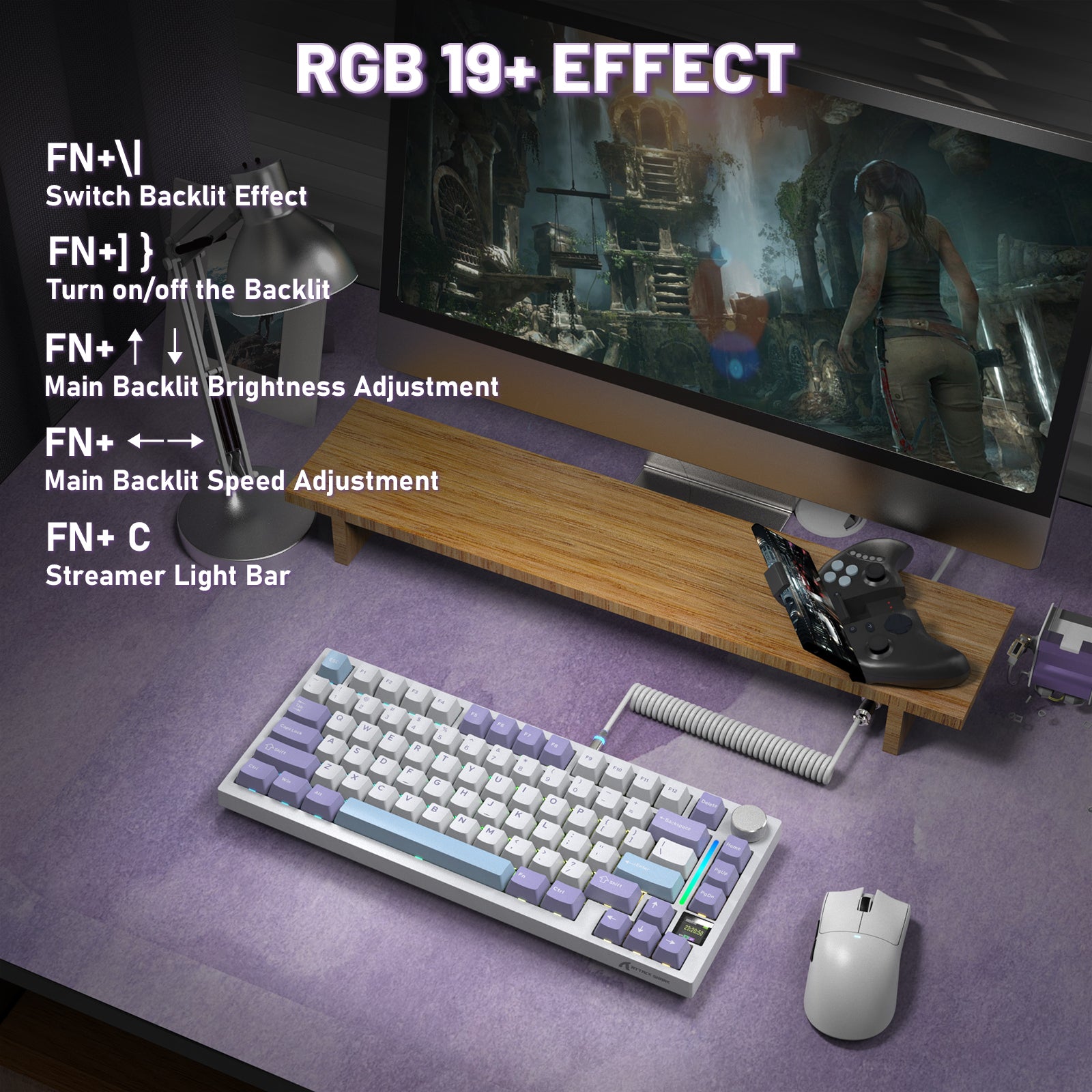 ATTACK SHARK X820ULTRA Mechanical Keyboard with C01ULTRA Coiled Cable