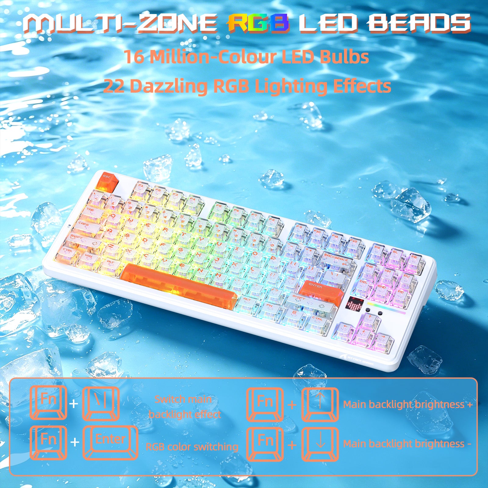 ATTACK SHARK X87 ULTRA Wireless Gaming Keyboard with 8KHz Receiver and RGB Coiled Cable