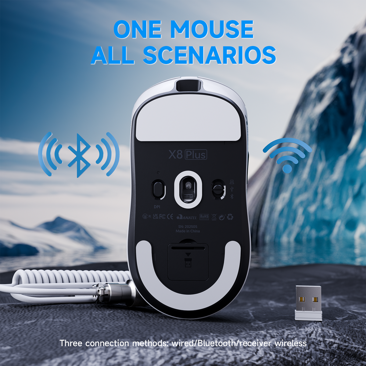 ATTACK SHARK X8 PLUS Tri-mode Wireless Gaming Mouse With C06 ULTRA Cable