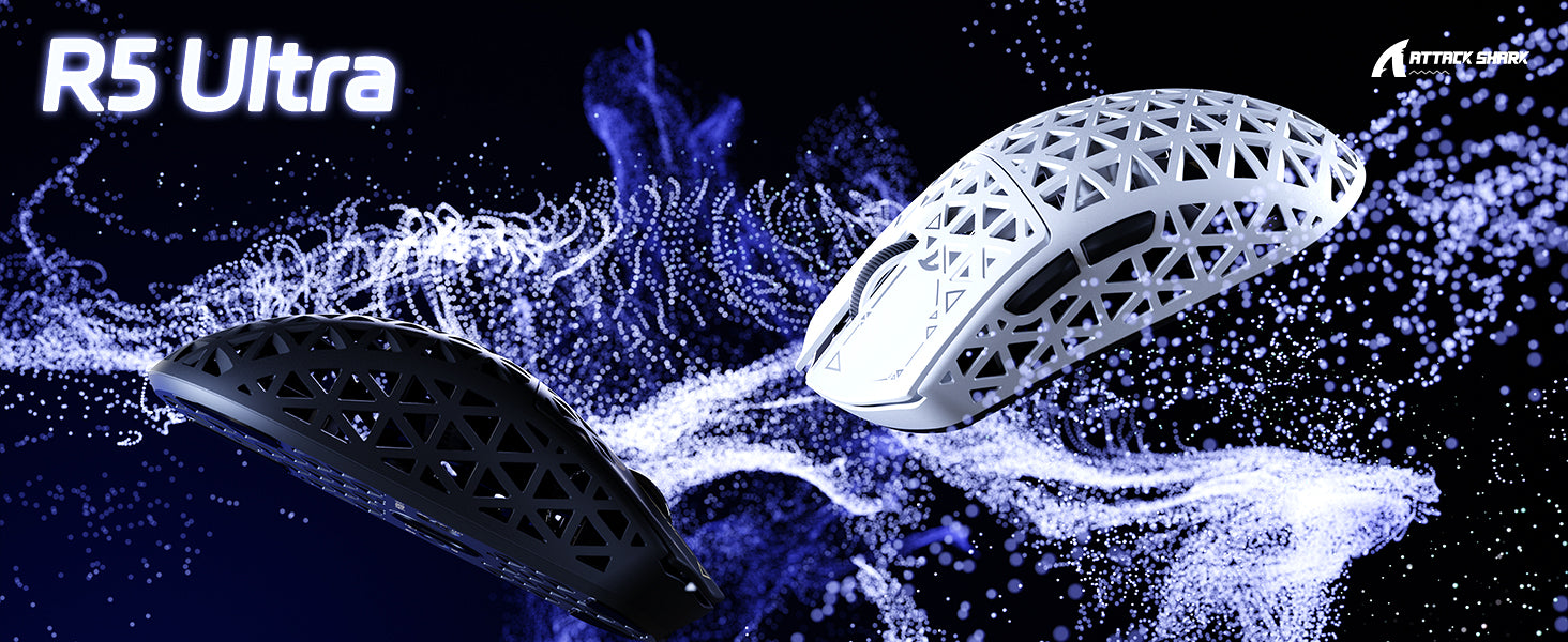 ATTACK SHARK R5 ULTRA Carbon Fiber Wireless 8K PAW3950MAX Gaming Mouse with 8K Coiled Cable