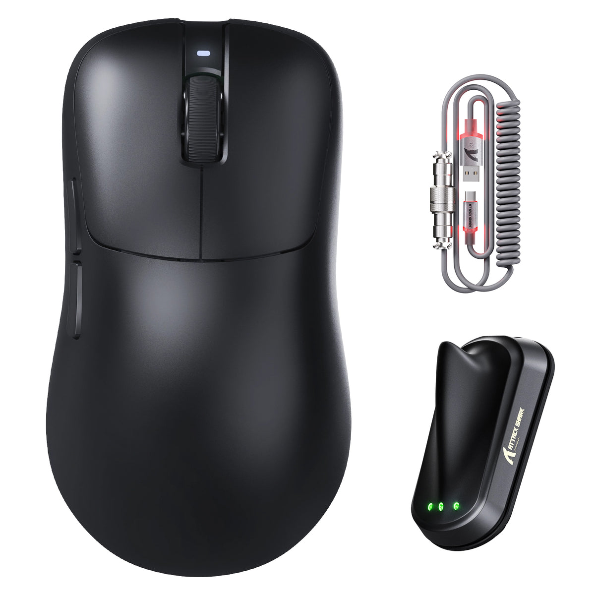 ATTACK SHARK V2 AIR PAW3955MAX Ergonomic Wireless Gaming Mouse with C06 Ultra Cable