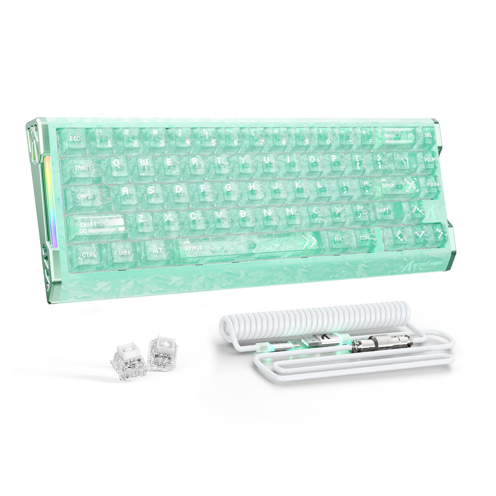 ATTACK SHARK R68 HE Carbon Fiber Wired Rapid Trigger Magnetic Switch Keyboard With C01 Ultra RGB Coiled Cable